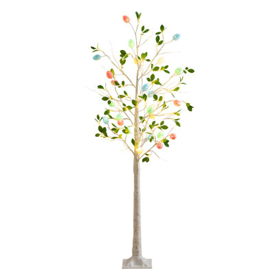 6 pi. Arbre de Pâques pré-éclairé avec 96 lumières DEL blanc chaud