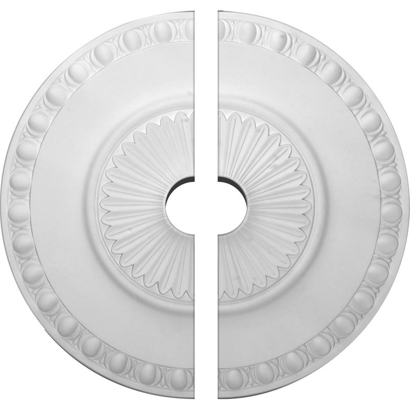 Médaillon de plafond Endurathane Lyon, DE 23 1/2 po x P 3 1/2 po x P 3 1/4 po (convient aux auvents jusqu'à 3 5/8 po), deux pièces, apprêté en usine