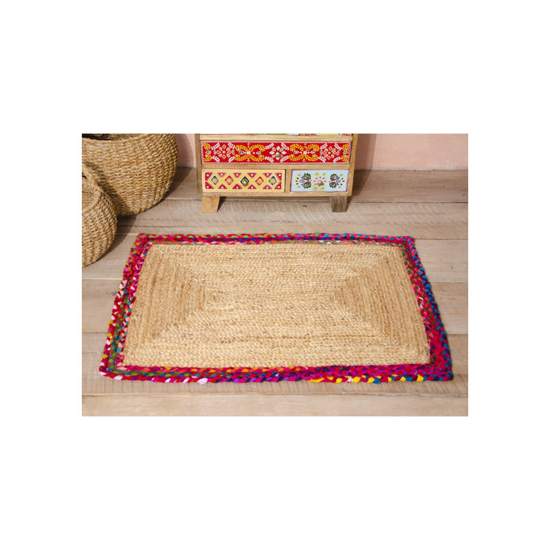 Eshanni Geometric Hand Braided Area Rug, Rectangle 60 x 90 cm