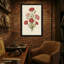 Motif floral de plantes et de fleurs avec œillets rouges et roses-1346844760