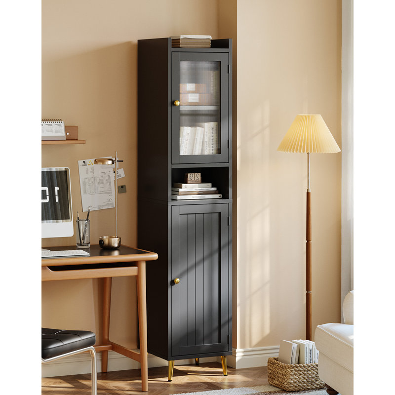 69.1'' Tall Bathroom Dresser with Adjustable Shelves, Water-Resistant Storage Cabinet, Satin Black