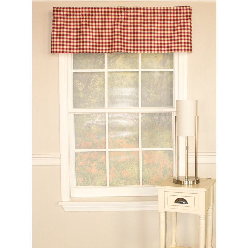 Cotton Blend Plaid Tailored Window Valance