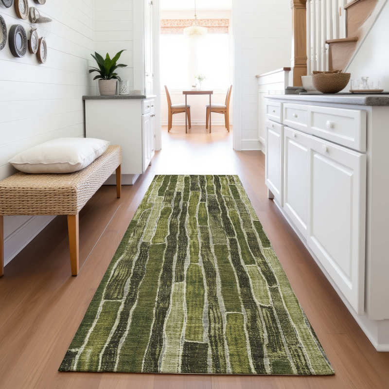 Premium Machine Washable Kumbhar AMF1301 Stripes Rug, Runner 2'3" x 7'6"