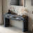 Rustic Console Table With Fluted Front Design, 2 Drawers, Curved Corners & Thick Legs-790090455