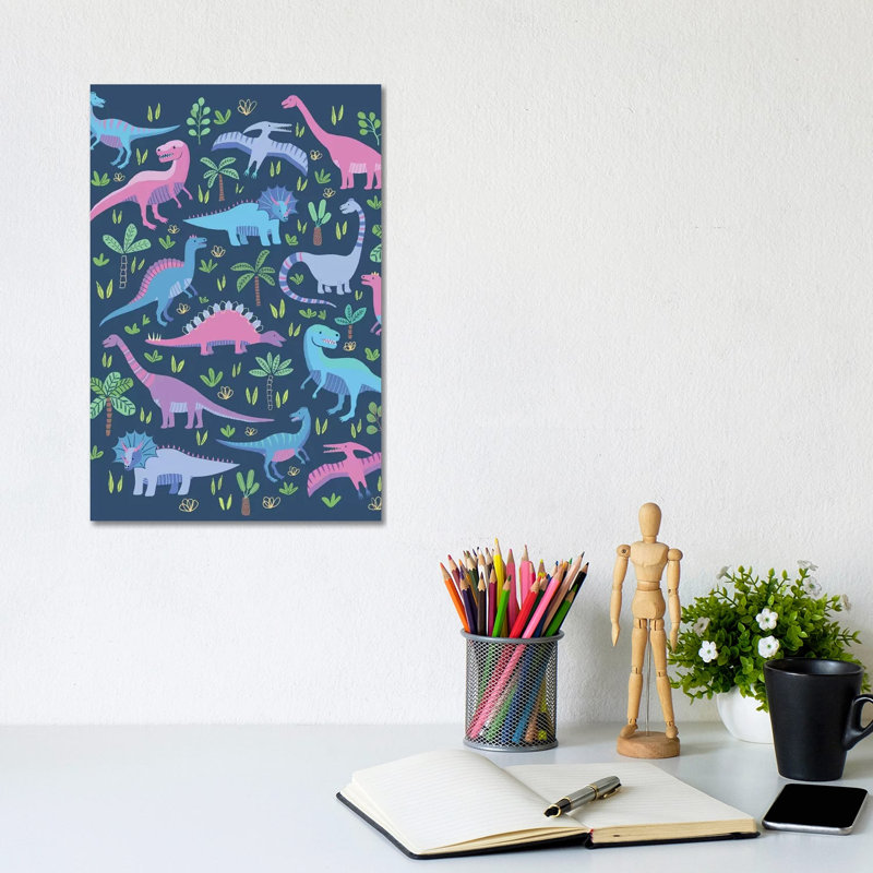 Dino Fun III by Nancy Mckenzie - Wrapped Canvas Print, 20.32 cm H x 30.48 cm W