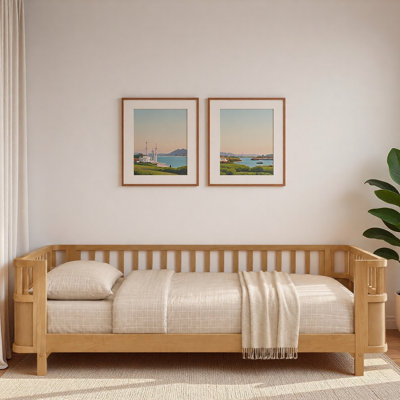Low Profile Kids Bed with Smooth Rounded Corner and Wooden Slats Support