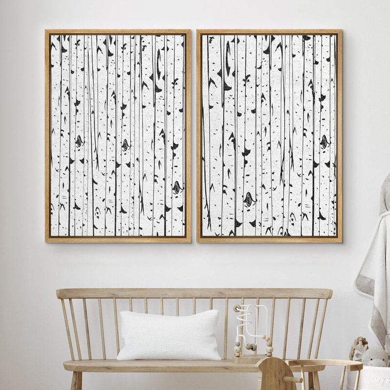 " Graphic Tree Bark Close-Up Array Abstract Wilderness Minimalism Black And White " 2 - Pieces, 24" H x 16" W