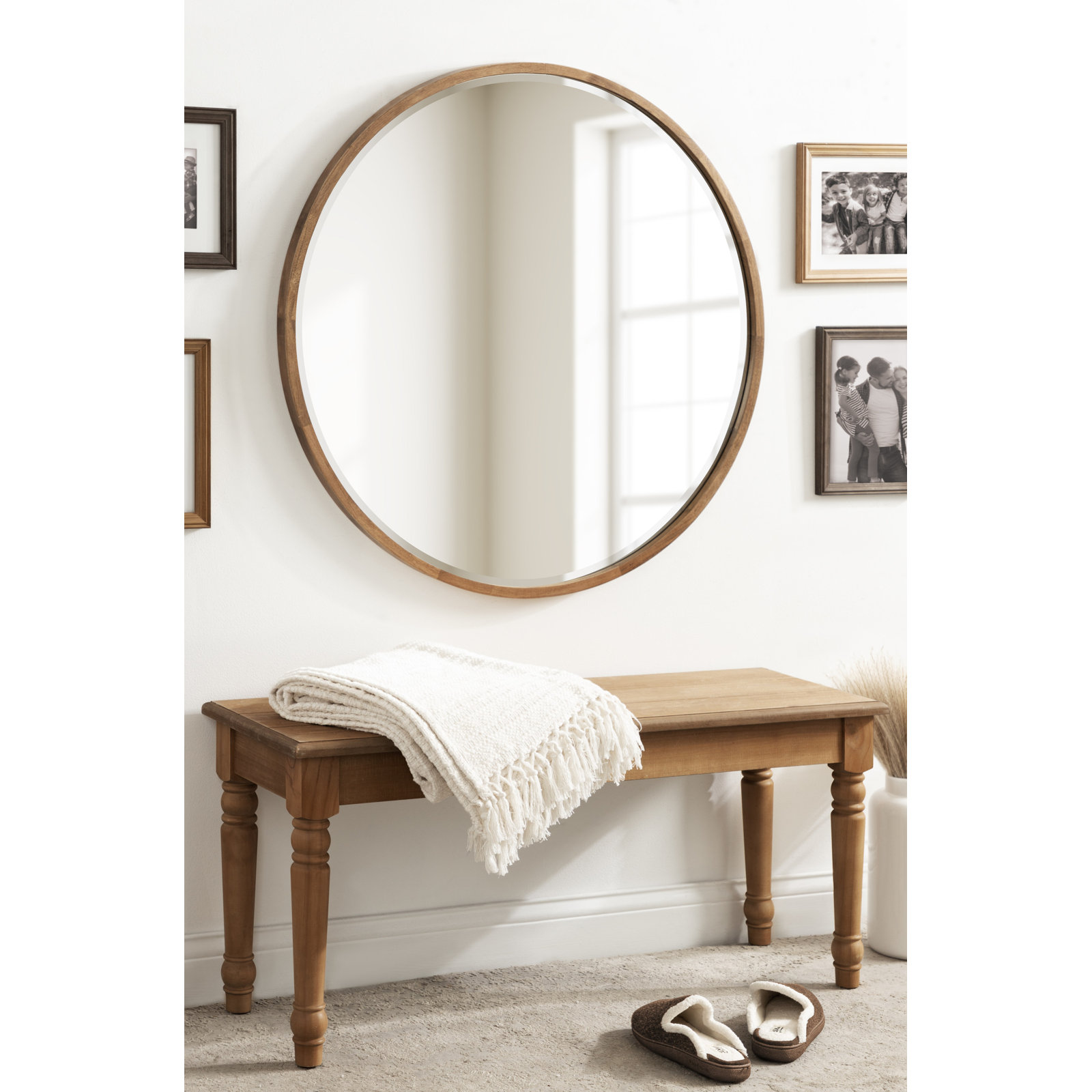 Glover Solid Wood Mirror, 34" x 34", Rustic Brown