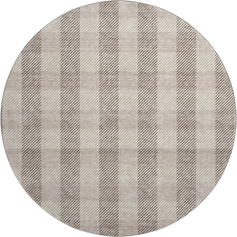 Premium Machine Washable Prisco Beige Rug, Round 8'