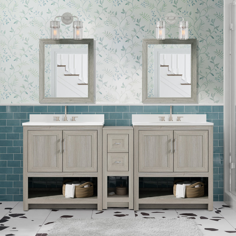 Stovall 73 Inch Double Vanity with Integrated Top and Sink with Mirrors, null
