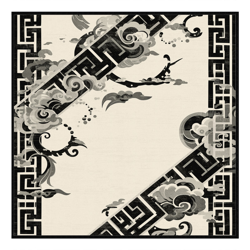 Machine Washable Patterns And Textures Classic Oriental Rug in Beige – Binding, 3' Square