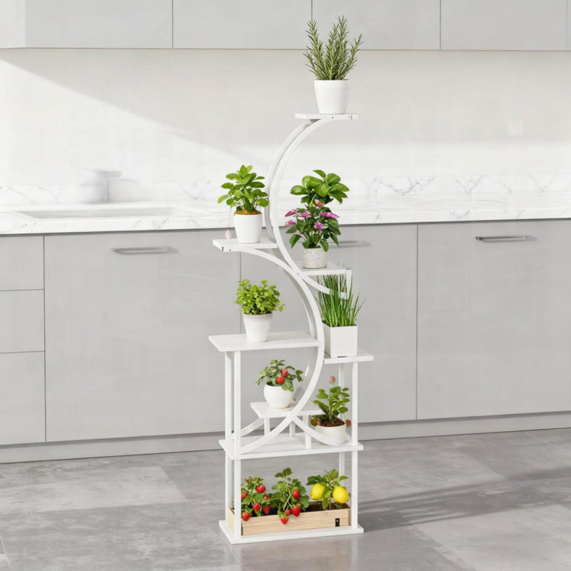 Support pour plante en forme de S, Blanc
