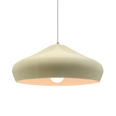 Radiance - Crease 1-Light Pendant - Vanilla (Gloss) - Brushed Nickel - 15.25"W x 6.5"H - Dedicated LED - White Cord