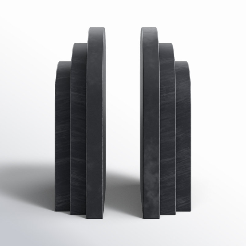 Abner Marble Arch Bookends, Black