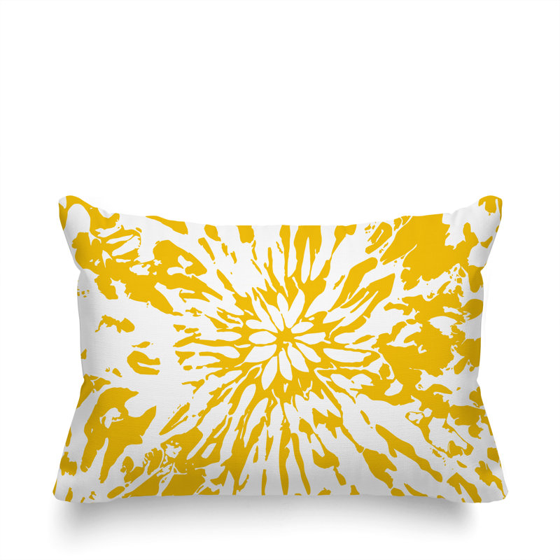 Coussin en polyester Percy Tye Dye Spun, H 14 po x l 20 po, Jaune / blanc floral