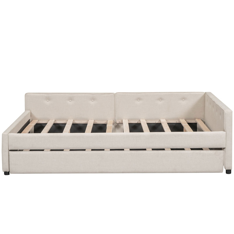 Comfortable Upholstered Platform Bed With USB And Twin Trundle For Relaxing Sleep