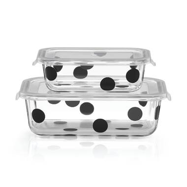 All in Good Taste Deco Dot Rectangular Food Storage Containers, Set of 2
