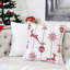 Coussin de Noël 20 x 20 avec renne brodé rouge et flocons de neige