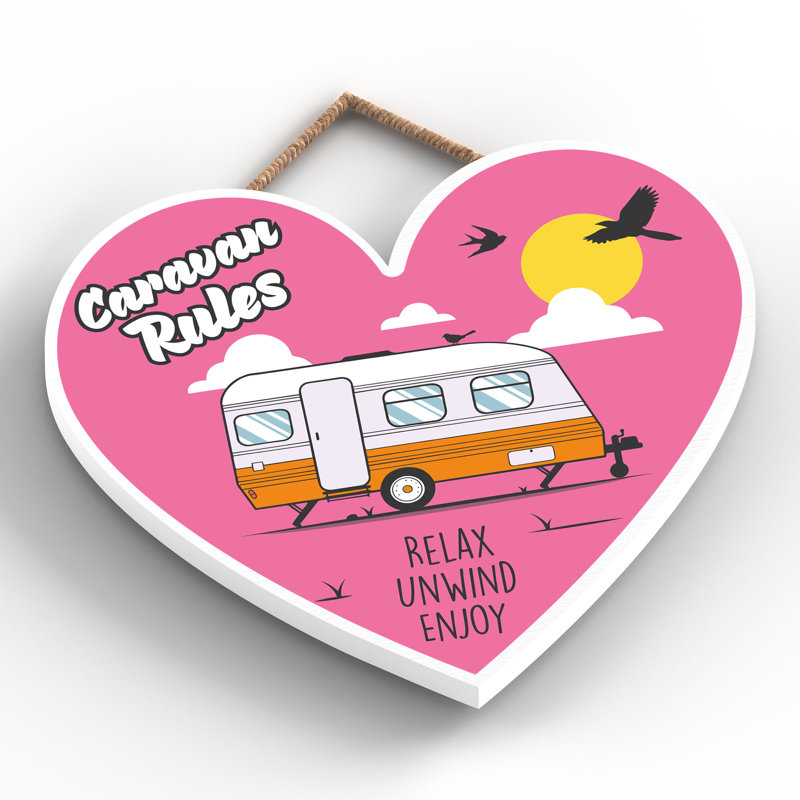 Caravan Rules - Novelty Print on MDF, 16cm H x 17cm W x 0.9cm D