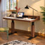 Bureau debout à hauteur réglable, 62,99 po, structure en placage de bois, plateau de table résistant aux égratignures, station de travail rectangulaire Mid-Century