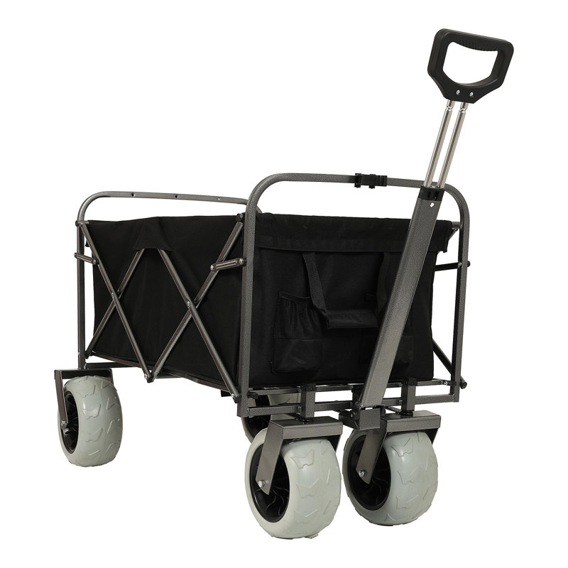 Chariot de pêche avec porte-canne et pneus, H 44,5 po x l 42,5 po x P 26 po