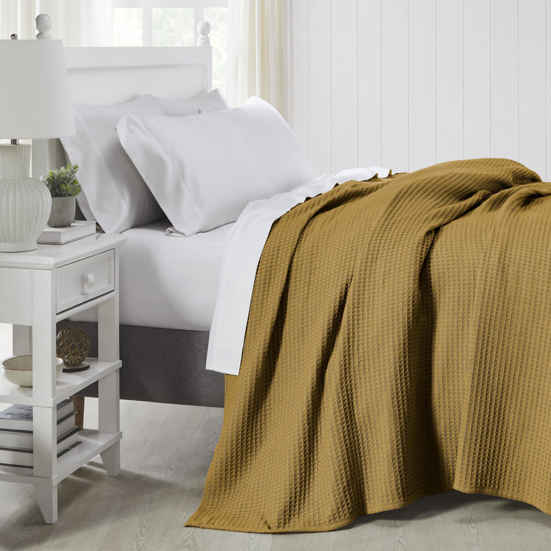 Couverture thermique moderne 100% coton gaufré Modern, Grand lit, Or