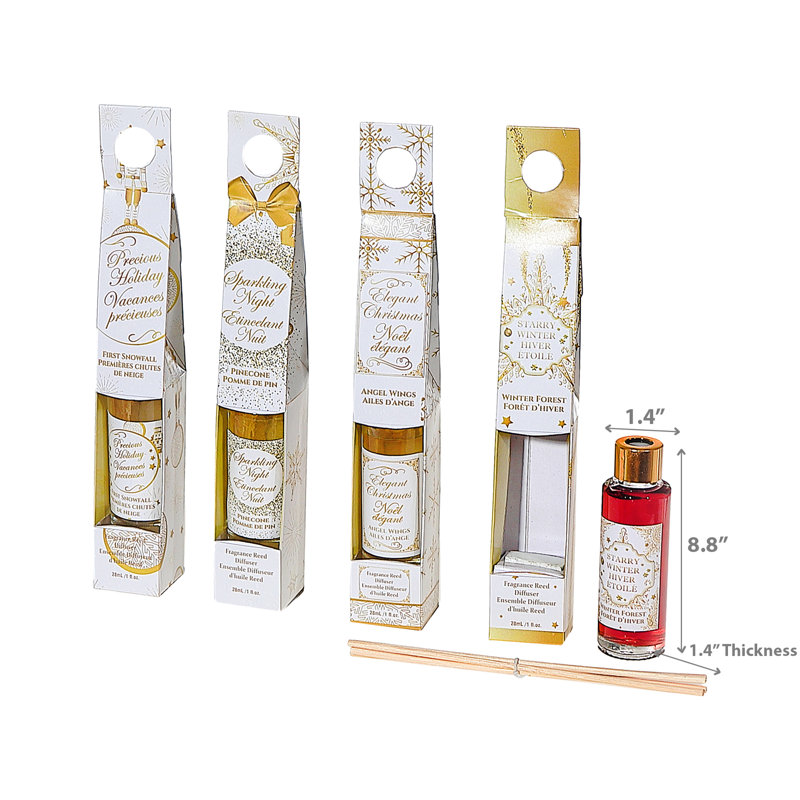 Luxurious Gold Holiday Reed Diffuser Set with Natural Fragrances