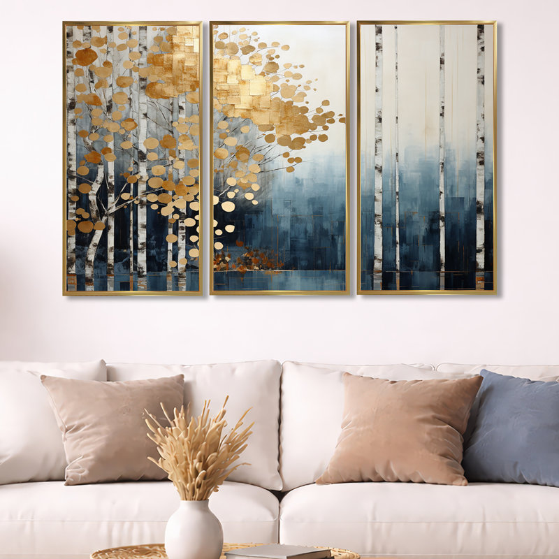 Ensemble de salon Fellner - Forest Wall Art, Cadre flottant doré, H 28 po x l 36 po x P 1 po