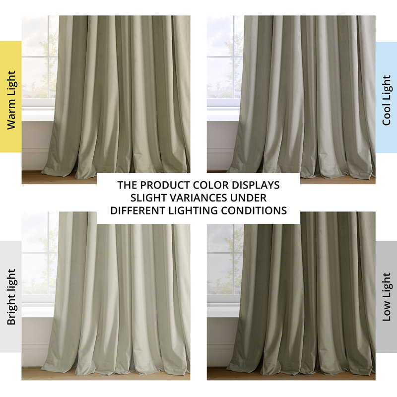 Olivia Velvet Blackout Curtain (1 Panel), 100" W x 96" L, Cool Beige