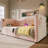 Upholstered Twin Size Daybed, Hydraulic Storage Twin Bed Frame with USB & Type-C Charging, Bed Frame with Wooden Slats and Tufted Sofa Back, Pink, Velvet (Without Mattress)-1847858100