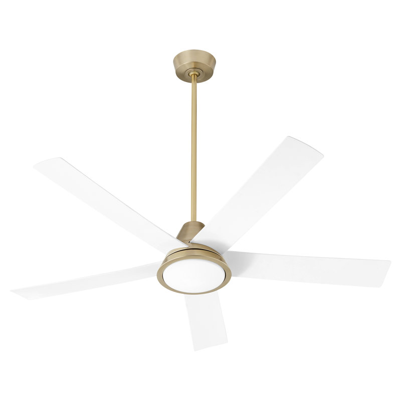 Keta 56'' Ceiling Fan with LED Lights, Aged Brass With White Blades