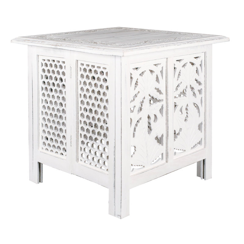 Abbey End Table, White, 56cm H x 54cm W x 54cm D