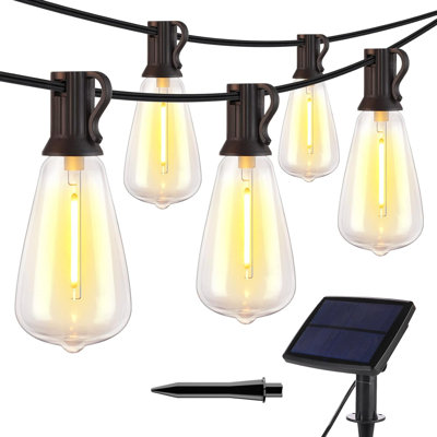 Guirlande solaire à énergie solaire ST38, 120 ampoules 30 E12 2700K blanc chaud avec télécommande, fil de fer noir et extérieur pour jardin
