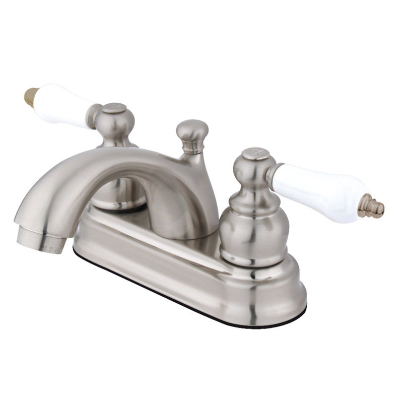 Centerset Bathroom Faucet with Drain Assembly, Satin Nickel