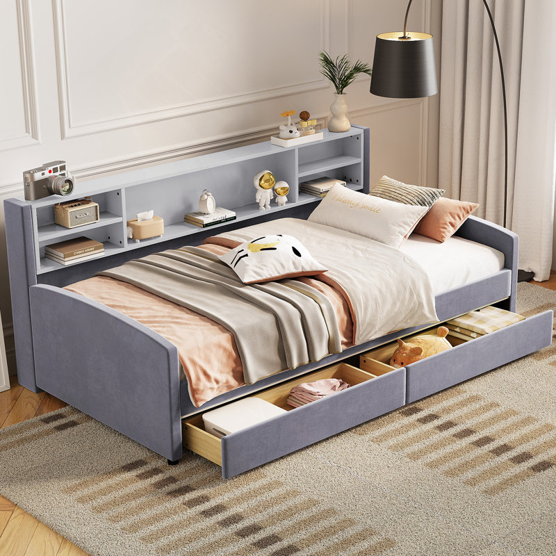 Upholstered Platform Bed With Drawers
