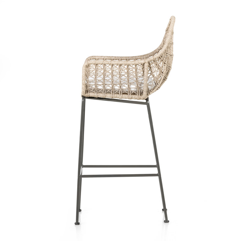 Bandera Outdoor Bar Stool, 30", Beige/Gray
