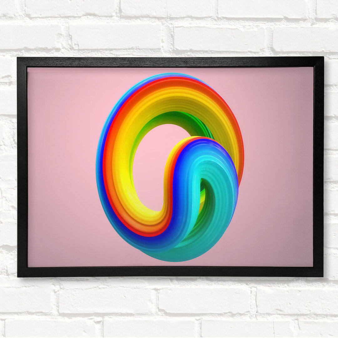 The Rainbow Swirl Paste - Closed Corner Frame Kunstdrucke auf Holz