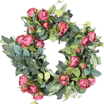 20" Handcrafted Leafage and Rose Everyday Wreath
