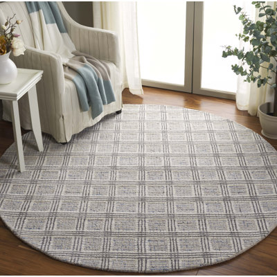 Stepanian Ebony Hand Tufted Wool Pile Plaid Rug