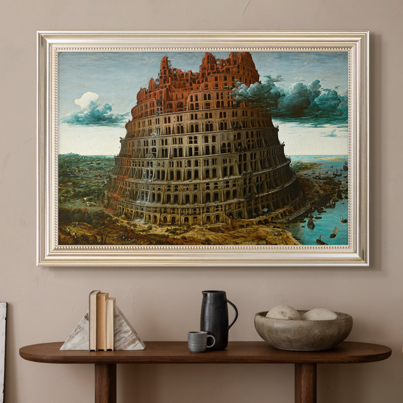 La tour de Babel, v. 1568 - Peter Bruegel l'Ancien - Toile encadrée sur mesure, 16x22 INNER SIZE, Framed Canvas, Pewter Satin
