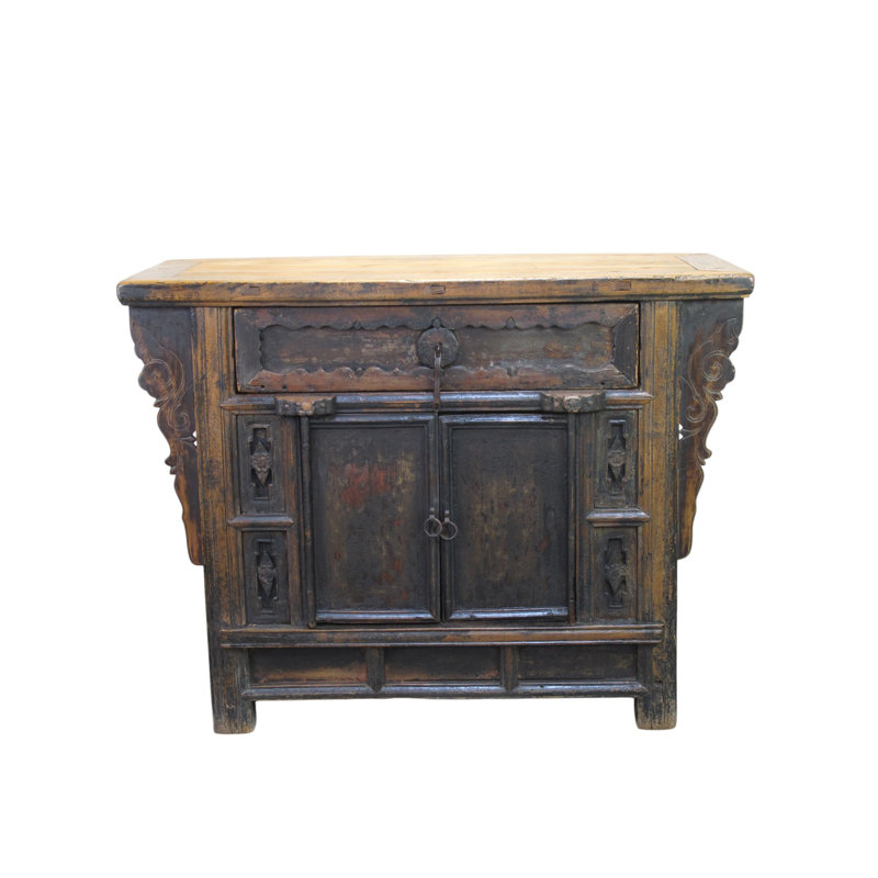 Antique Distressed Elm Altar Cabinet