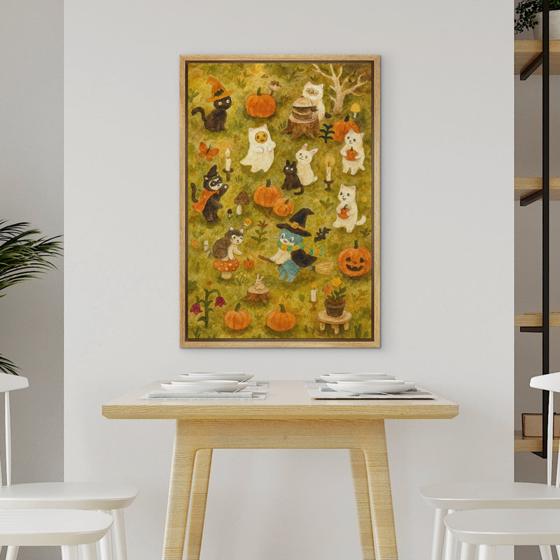 Mignon fantôme, impression sur toile encadrée, décoration murale d'Halloween, H 24 po x l 16 po, Naturel