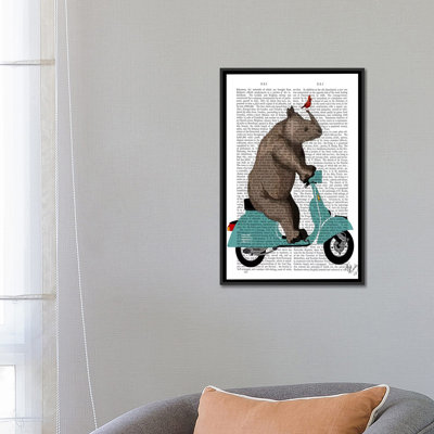 « rhino on cyclomoteur », impression sur toile tendue
