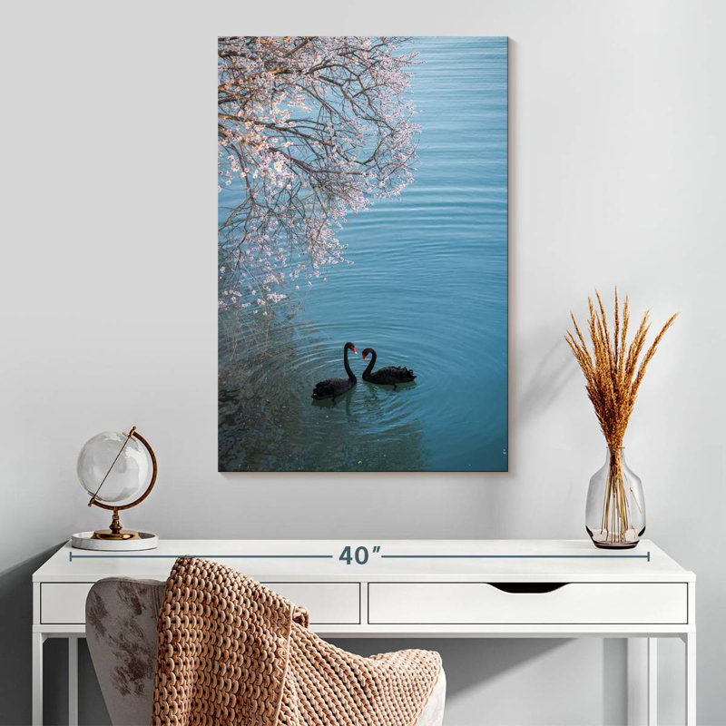 Brampt Black Swans Sakura, 30" H x 20" W