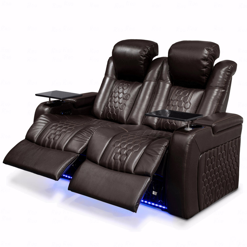 62,2 po avec fonction inclinable électrique 2 PC fait de nappa de grain supérieur, relaxation entièrement réglable, charge intelligente, RVB dynamique avec éclairage à DEL