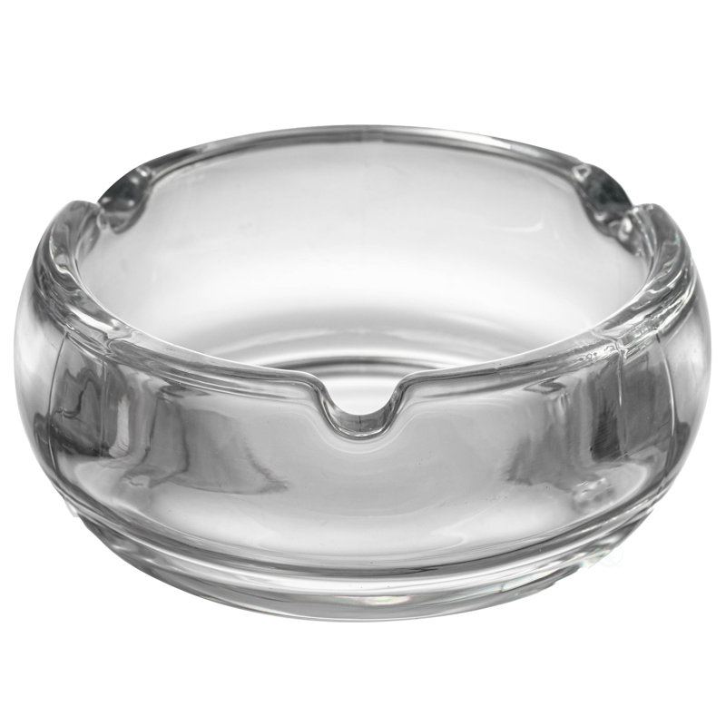 Elegant Clear Glass Round Portable Ashtray for Indoor and Outdoor Use