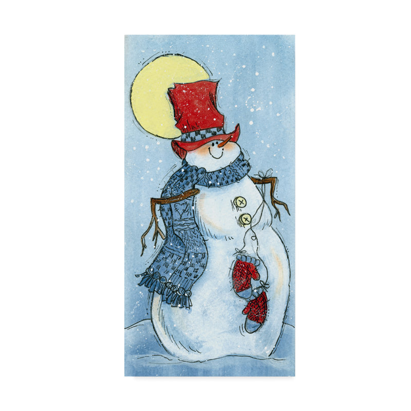 « full moon snow man », art sur toile, H 47 po x l 24 po x P 2 po