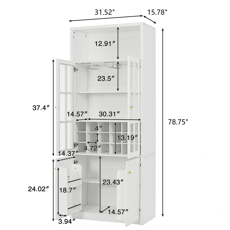 31.52 " L Bar Cabinet, Blanc