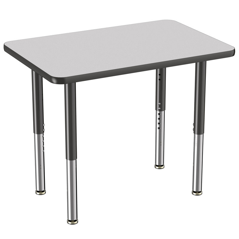 Table d'activité rectangulaire à hauteur réglable en forme de T, Gris / Noir, Super, 24 po x 36 po