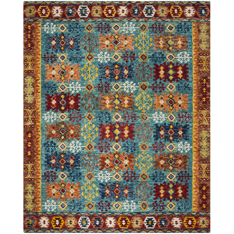 Vahakn Hand Tufted Wool Southwestern Rug, Rectangle 6' x 9'